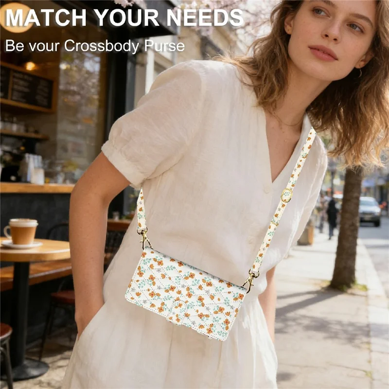 For iPhone 16 Pro Max Leather Case with Wrist Strap   /   Shoulder Strap Rhombic Floral Pattern Zipper Wallet Phone Cover - A3