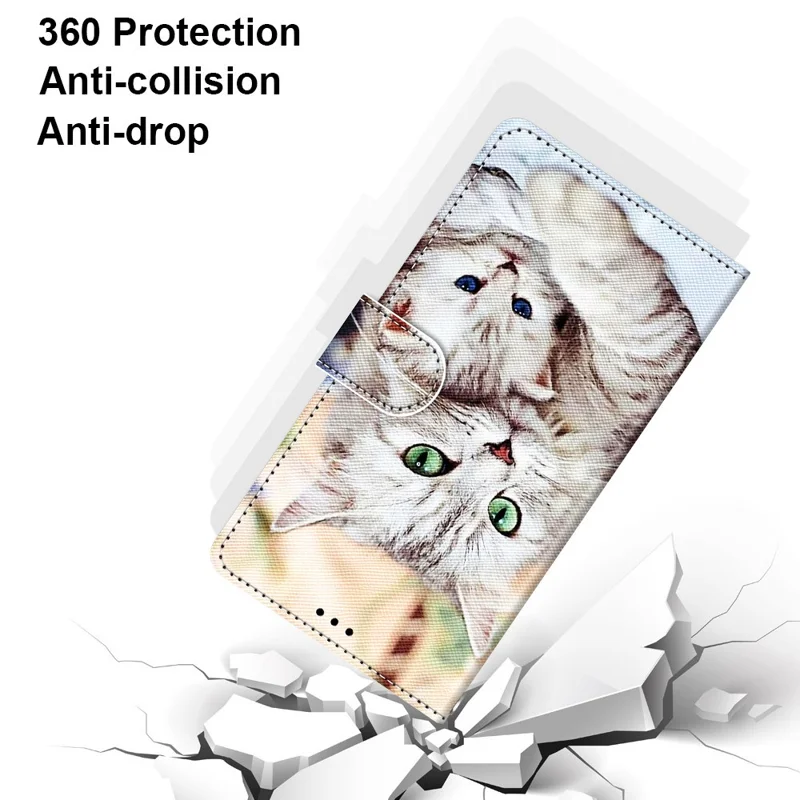 Shockproof Case for Samsung Galaxy S23+ Pattern Printing Wallet Phone Case Anti-Drop Phone Shell PU Leather Folio Flip Cover with Strap / Stand - B05 Big Cat Hugging Kitten