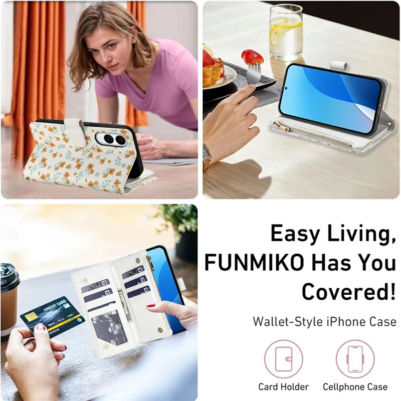 For Samsung Galaxy S25 Edge Leather Case with Wrist Strap   /   Shoulder Strap Rhombic Floral Pattern Zipper Wallet Phone Cover - A3