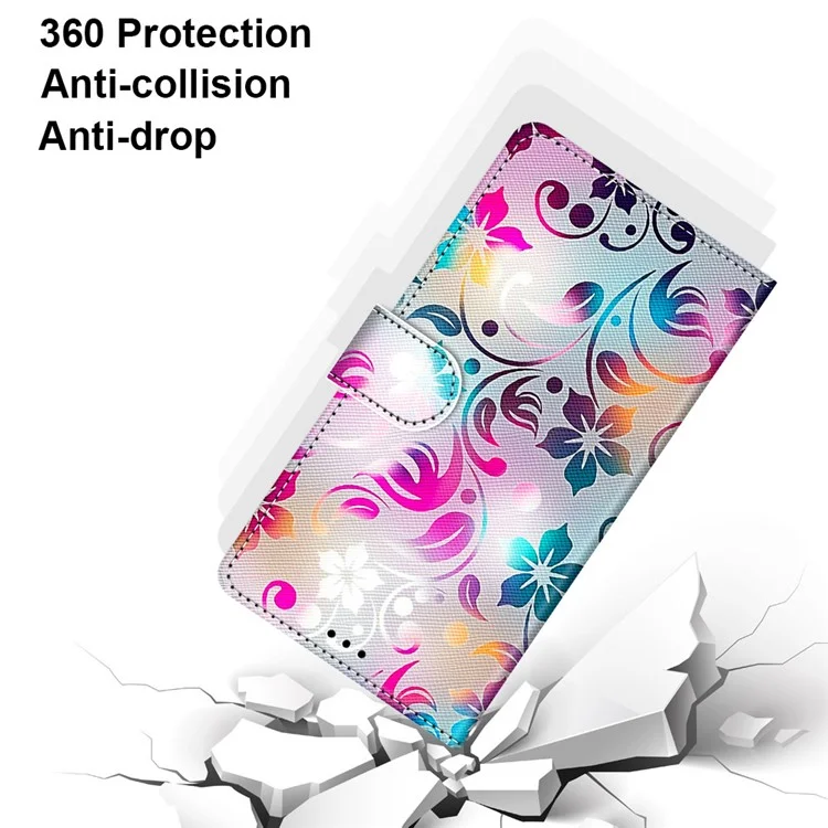 Custodia Per Telefono Del Portafoglio Per Samsung Galaxy S23 Ultra Protective Stand Pattern Moture Stamping Follio Cover Follio Con Cinturino - B07 Floro Colorato Gradiente