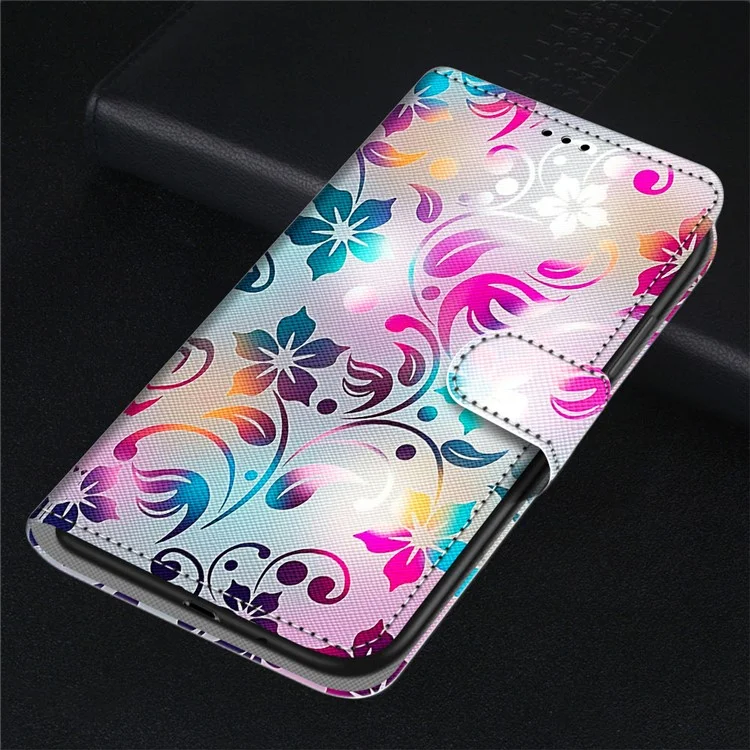 Étui de Téléphone de Portefeuille Pour Samsung Galaxy S23 Ultra Protective Stand Case Motif Imprimer PU Leather Folio Flip Couvercle Avec Sangle - Fleur Colorée de Gradient B07