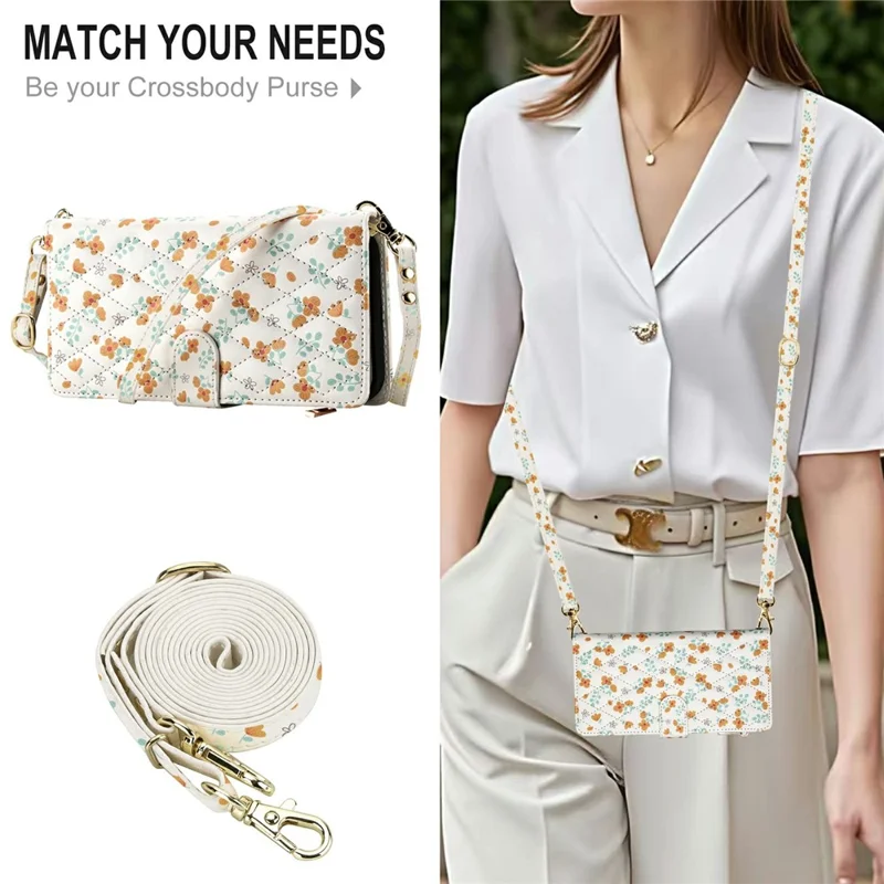 For Xiaomi Redmi Note 14 Pro 4G Leather Case with Wrist Strap   /   Shoulder Strap Rhombic Floral Pattern Zipper Wallet Phone Cover - A3