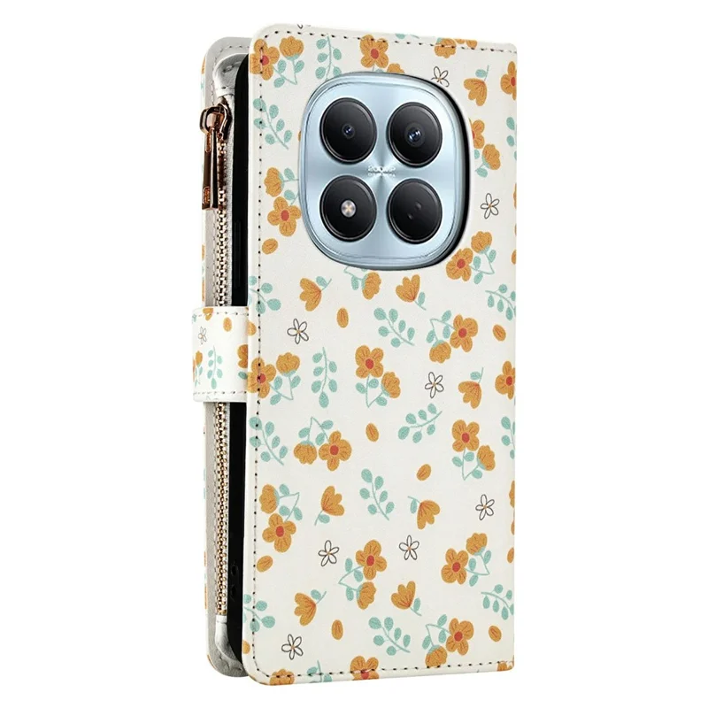 For Xiaomi Redmi Note 15 Pro 5G (Global) Leather Case with Wrist Strap   /   Shoulder Strap Rhombic Floral Pattern Zipper Wallet Phone Cover - A3