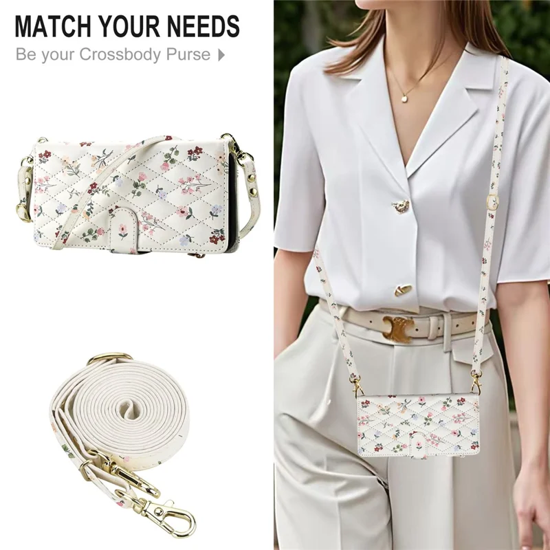 Leather Case For Xiaomi Redmi Note 15 Pro+ 5G (Global)  /  Poco M8 Pro 5G Rhombic Floral Pattern Zipper Wallet Phone Cover with Wrist Strap   /   Shoulder Strap - A3