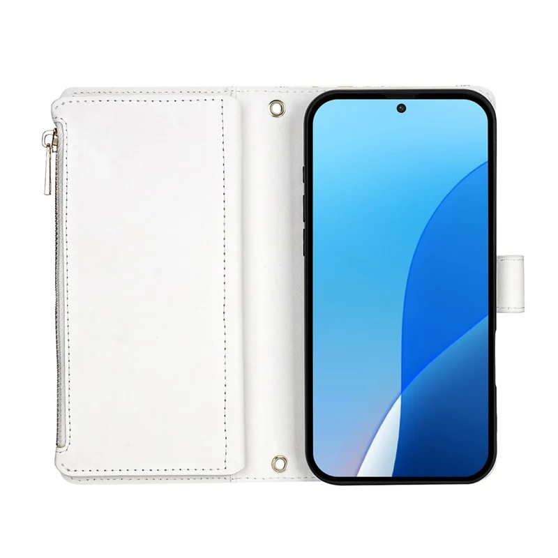 Leather Case For Xiaomi Redmi Note 15 Pro+ 5G (Global)  /  Poco M8 Pro 5G Rhombic Floral Pattern Zipper Wallet Phone Cover with Wrist Strap   /   Shoulder Strap - A3