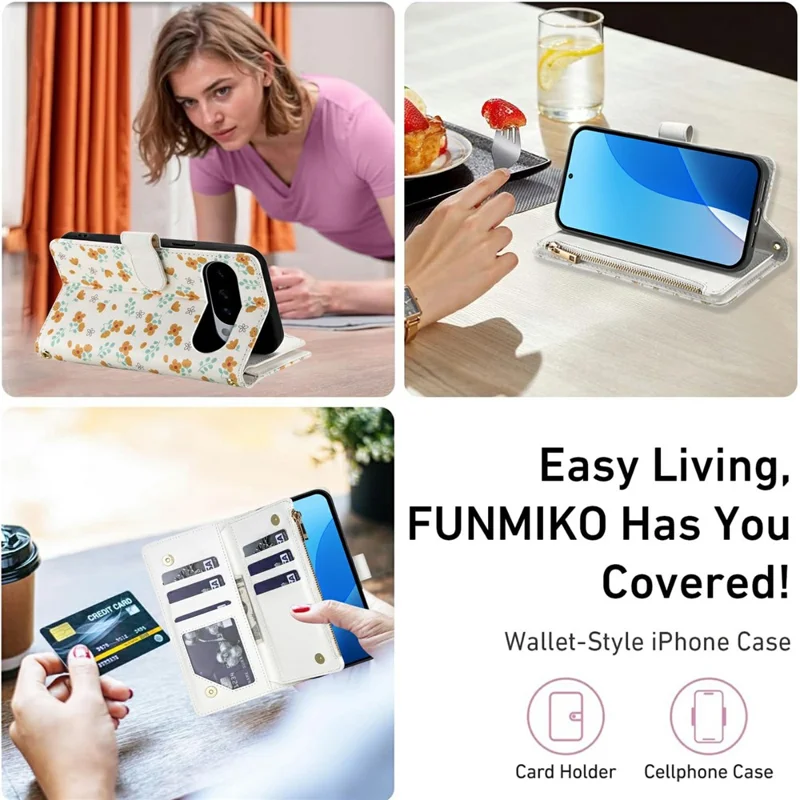 Leather Case For Google Pixel 10 Pro XL  /  9 Pro XL Rhombic Floral Pattern Zipper Wallet Phone Cover with Wrist Strap   /   Shoulder Strap - A3