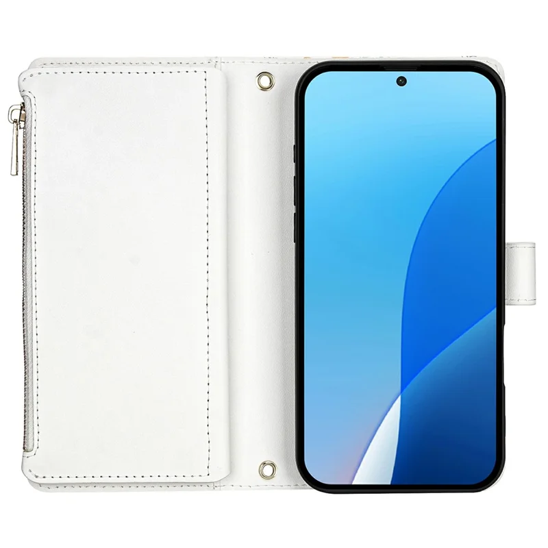 Leather Case For Google Pixel 10 Pro XL  /  9 Pro XL Rhombic Floral Pattern Zipper Wallet Phone Cover with Wrist Strap   /   Shoulder Strap - A3