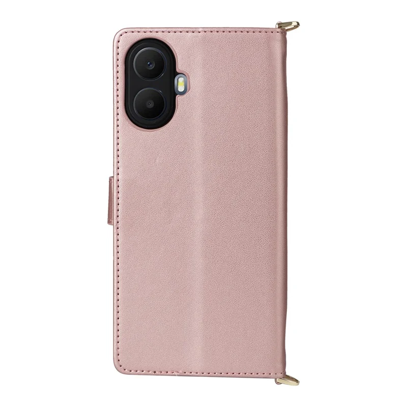 Cover per TCL K70 5G in Pelle con Supporto, Portafoglio e Cinghia a Spalla/da Polso - Rosa