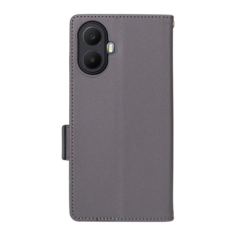 For TCL K70 5G Case Litchi Texture Wallet Leather Phone Cover with Wrist Strap - Grey