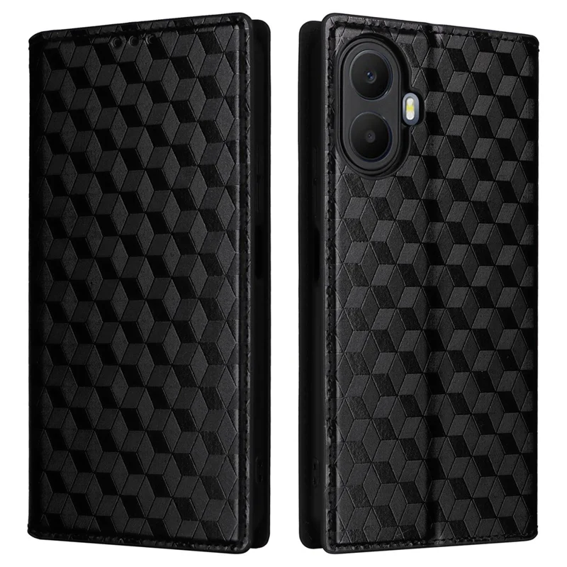Cover Portafoglio per TCL K70 5G, Custodia in Pelle PU con Impronta a Rombo - Nero