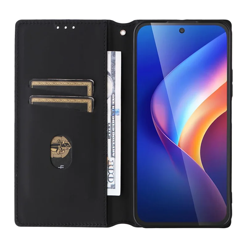 Cover Portafoglio per TCL K70 5G, Custodia in Pelle PU con Impronta a Rombo - Nero
