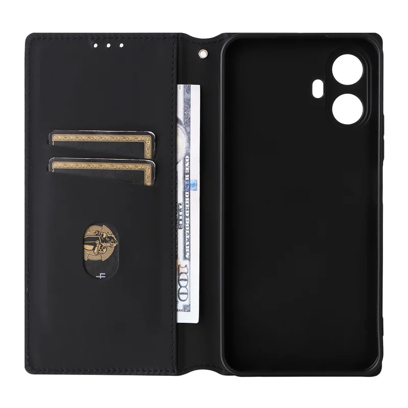 Cover Portafoglio per TCL K70 5G, Custodia in Pelle PU con Impronta a Rombo - Nero