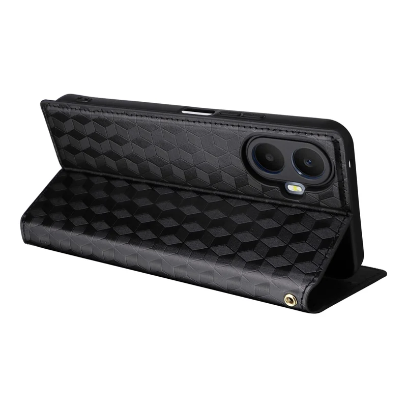 Cover Portafoglio per TCL K70 5G, Custodia in Pelle PU con Impronta a Rombo - Nero