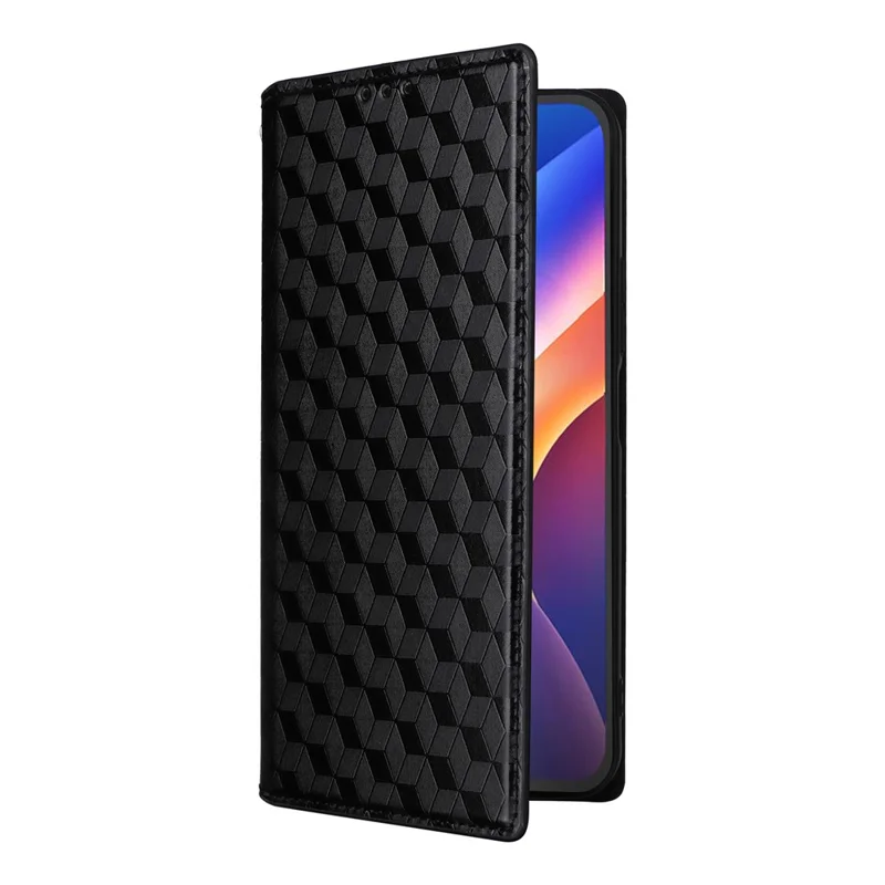 Cover Portafoglio per TCL K70 5G, Custodia in Pelle PU con Impronta a Rombo - Nero