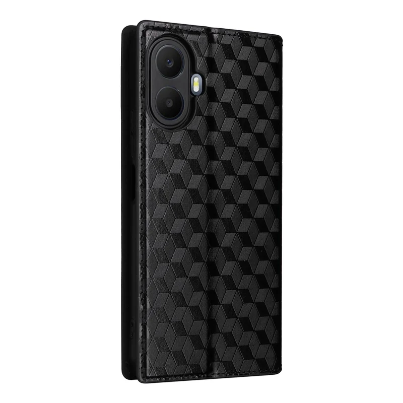 Cover Portafoglio per TCL K70 5G, Custodia in Pelle PU con Impronta a Rombo - Nero