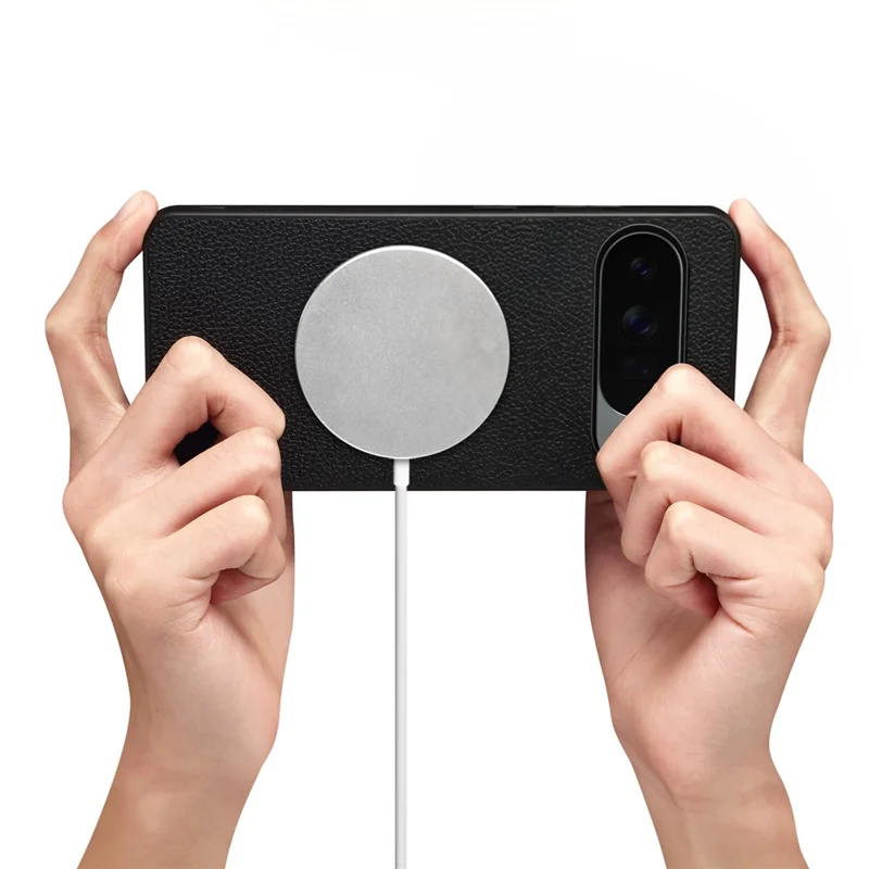 DENIOR D30 For Google Pixel 10 / 10 Pro Magnetic Case Detachable Card Holder Kickstand Litchi Texture Leather Back Phone Cover - Black
