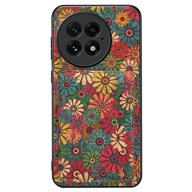 For OnePlus 13 Magnetisk Taske Blomsterdesign PU Læder TPU Telefonbeskytning med Aftagelig Kortholder - Grøn