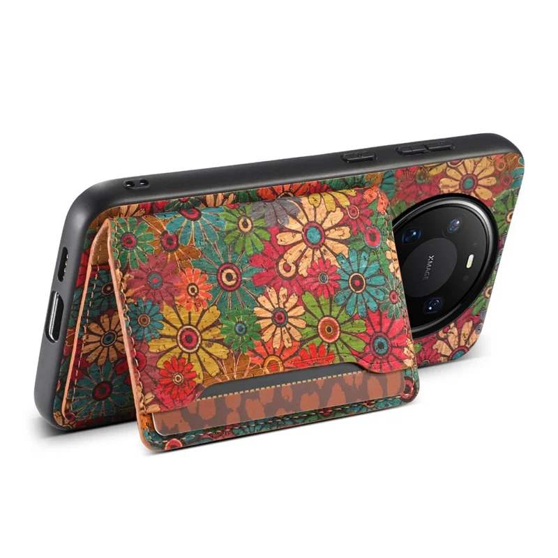 For Huawei Mate 80 Pro Max Magnetic Case Floral Pattern PU Leather TPU Phone Cover with Detachable Card Holder - Green