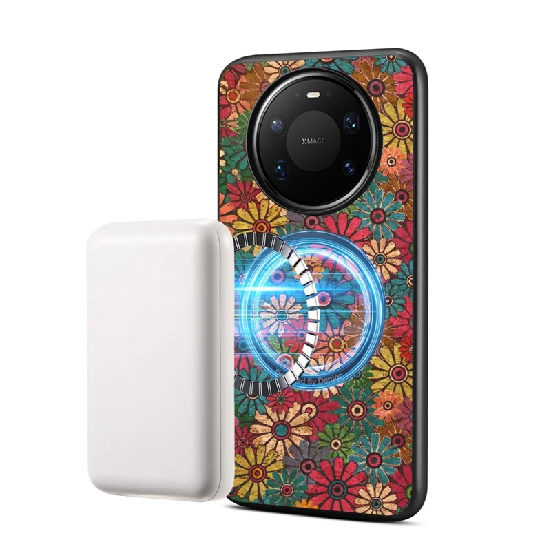 For Huawei Mate 80 Pro Max Magnetic Case Floral Pattern PU Leather TPU Phone Cover with Detachable Card Holder - Green