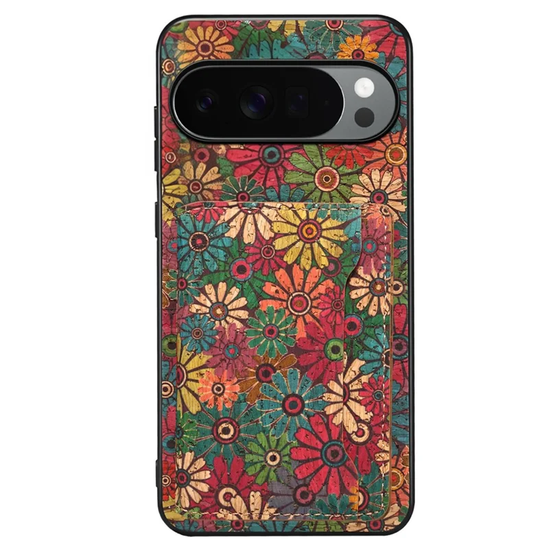 For Google Pixel 10 Pro XL Magnetic Case Floral Pattern PU Leather TPU Phone Cover with Detachable Card Holder - Green