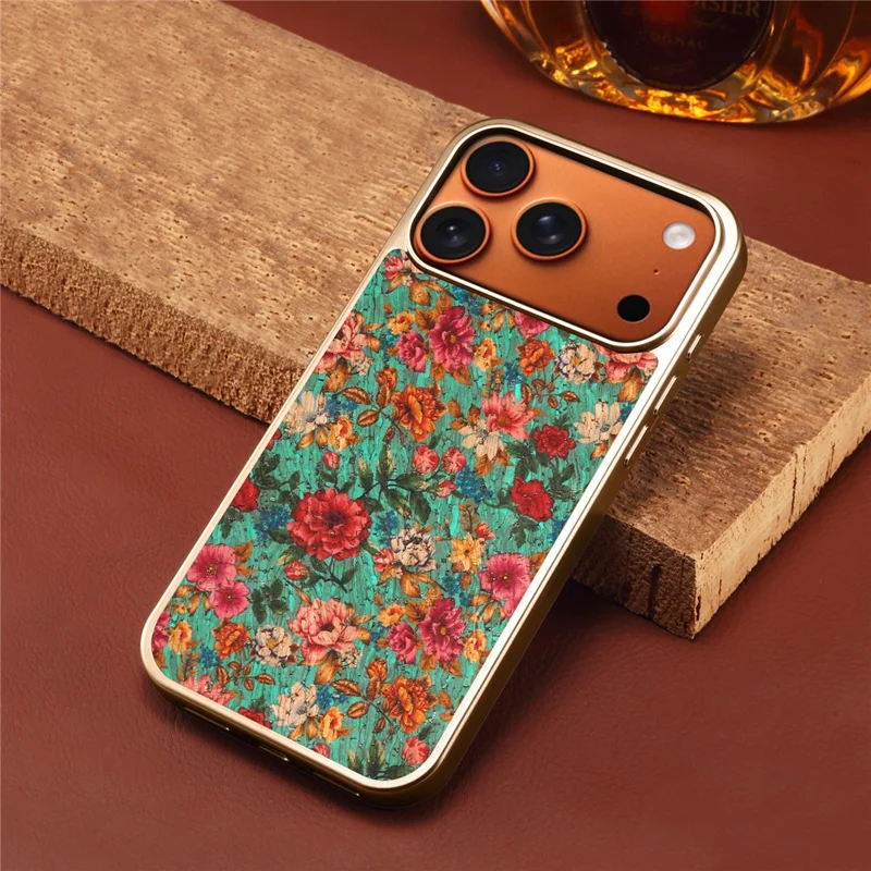 Funda magnética para iPhone 17 Pro Max con diseño floral, carcasa resistente de PC+TPU con recubrimiento de cuero PU - Azul
