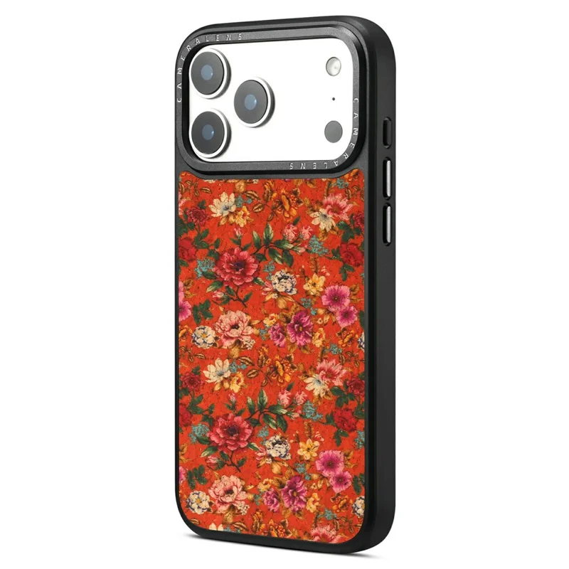 Funda magnética para iPhone 17 Pro Max con diseño floral de cuero PU, carcasa PC TPU resistente a impactos - Rojo