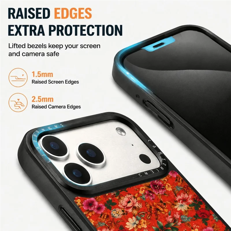 Funda magnética para iPhone 17 Pro Max con diseño floral de cuero PU, carcasa PC TPU resistente a impactos - Rojo