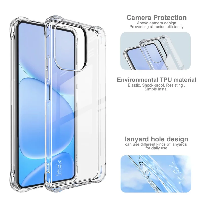 IMAK til Realme Note 70T 4G TPU-taske med luftkammer skockabsorberende beskyttelse – Transparent