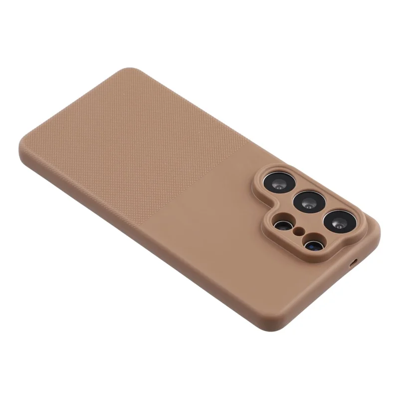 For Samsung Galaxy S25 Ultra Phone Case Dotted Texture Fiber Lining TPU Shockproof Cover (Precise Cutouts) - Brown