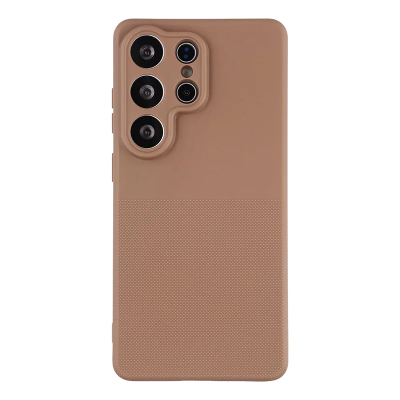 For Samsung Galaxy S24 Ultra Phone Case Dotted Texture Fiber Lining TPU Shockproof Cover (Precise Cutouts) - Brown
