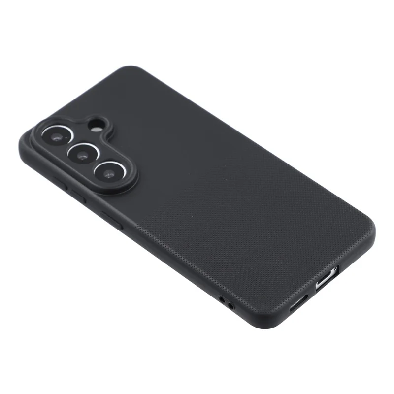 For Samsung Galaxy S26 Phone Case Dotted Texture Fiber Lining TPU Shockproof Cover (Precise Cutouts) - Black