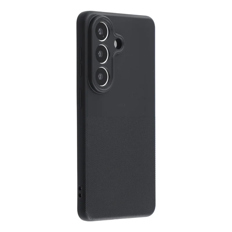 For Samsung Galaxy S24 Phone Case Dotted Texture Fiber Lining TPU Shockproof Cover (Precise Cutouts) - Black