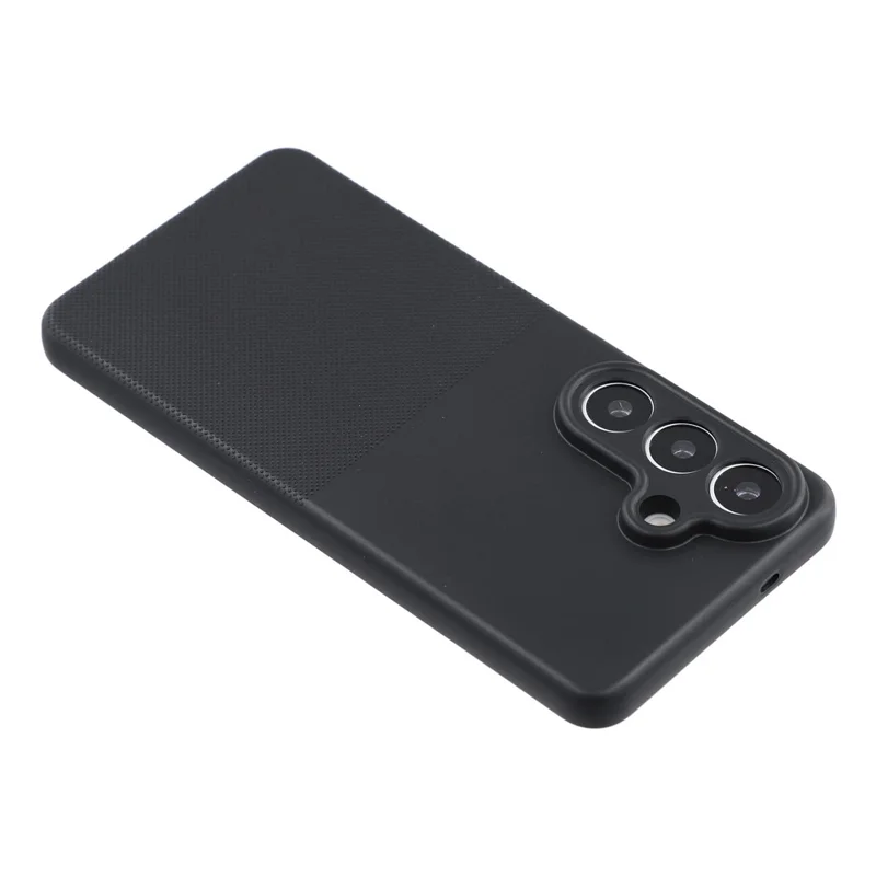 For Samsung Galaxy S24 Phone Case Dotted Texture Fiber Lining TPU Shockproof Cover (Precise Cutouts) - Black