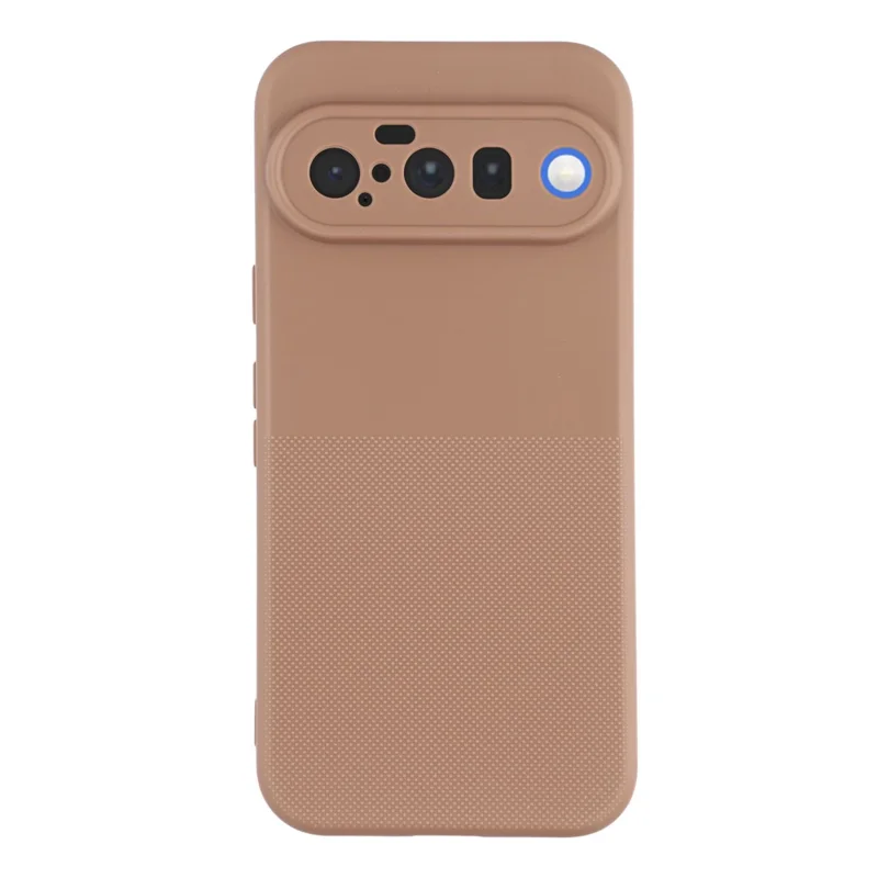 For Google Pixel 10 Phone Case Dotted Texture Fiber Lining TPU Shockproof Cover (Precise Cutouts) - Brown