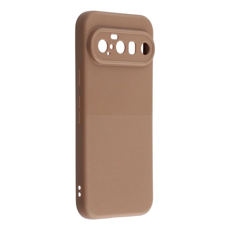 For Google Pixel 10 Phone Case Dotted Texture Fiber Lining TPU Shockproof Cover (Precise Cutouts) - Brown