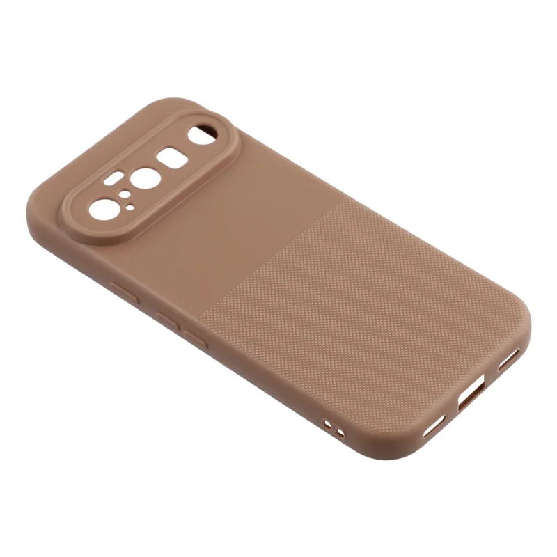 For Google Pixel 10 Phone Case Dotted Texture Fiber Lining TPU Shockproof Cover (Precise Cutouts) - Brown