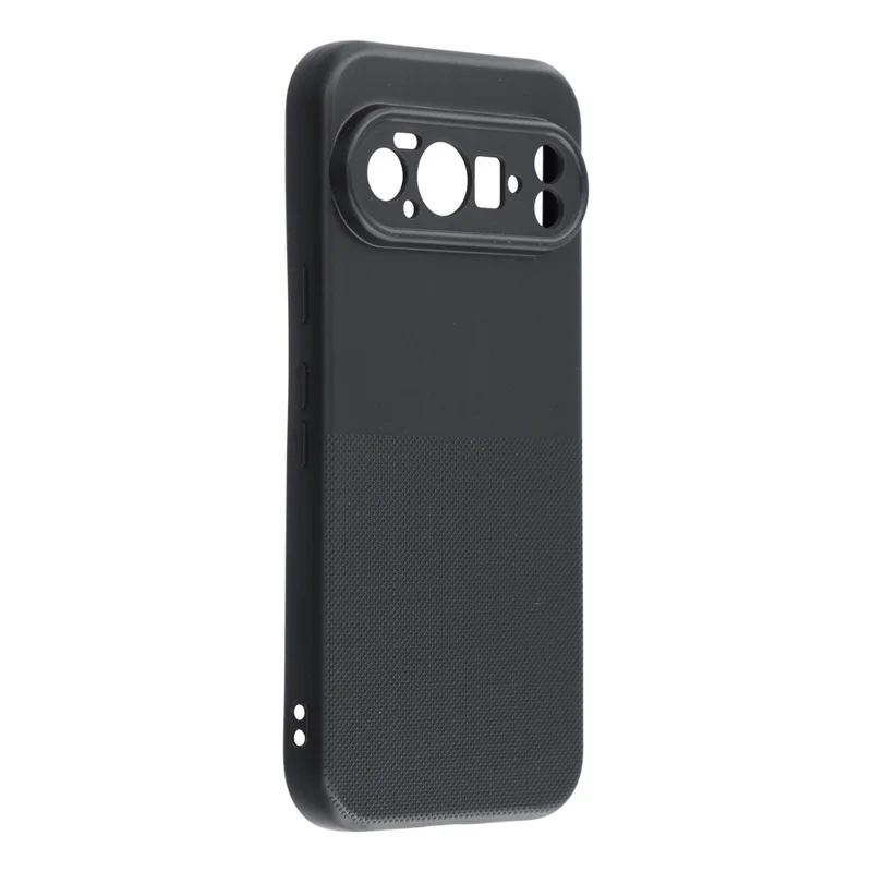 For Google Pixel 10 Pro Phone Case Dotted Texture Fiber Lining TPU Shockproof Cover (Precise Cutouts) - Black