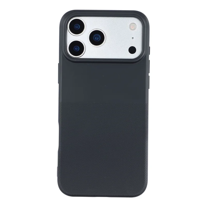 For iPhone 17 Pro Max Phone Case Dotted Texture Fiber Lining TPU Shockproof Cover  (Big Lens Hole) - Black