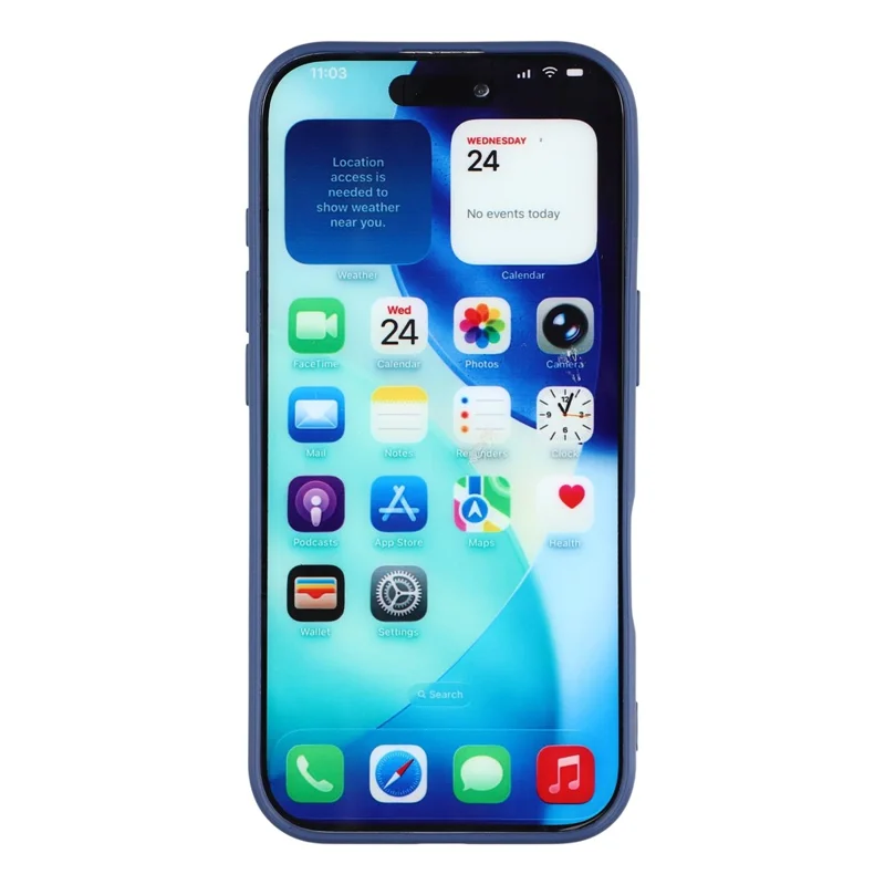 For iPhone 16 Phone Case Dotted Texture Fiber Lining TPU Shockproof Cover  (Big Lens Hole) - Blue