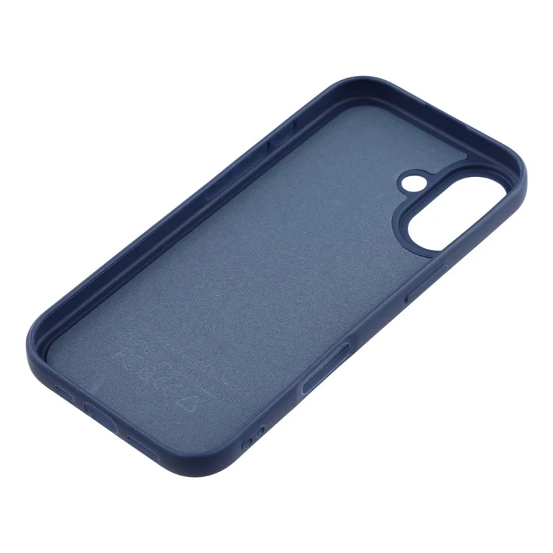 For iPhone 16 Phone Case Dotted Texture Fiber Lining TPU Shockproof Cover  (Big Lens Hole) - Blue