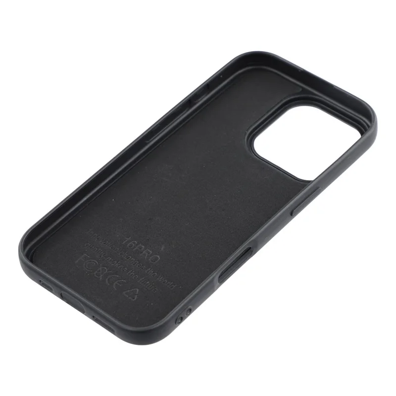 For iPhone 16 Pro Phone Case Dotted Texture Fiber Lining TPU Shockproof Cover  (Big Lens Hole) - Black