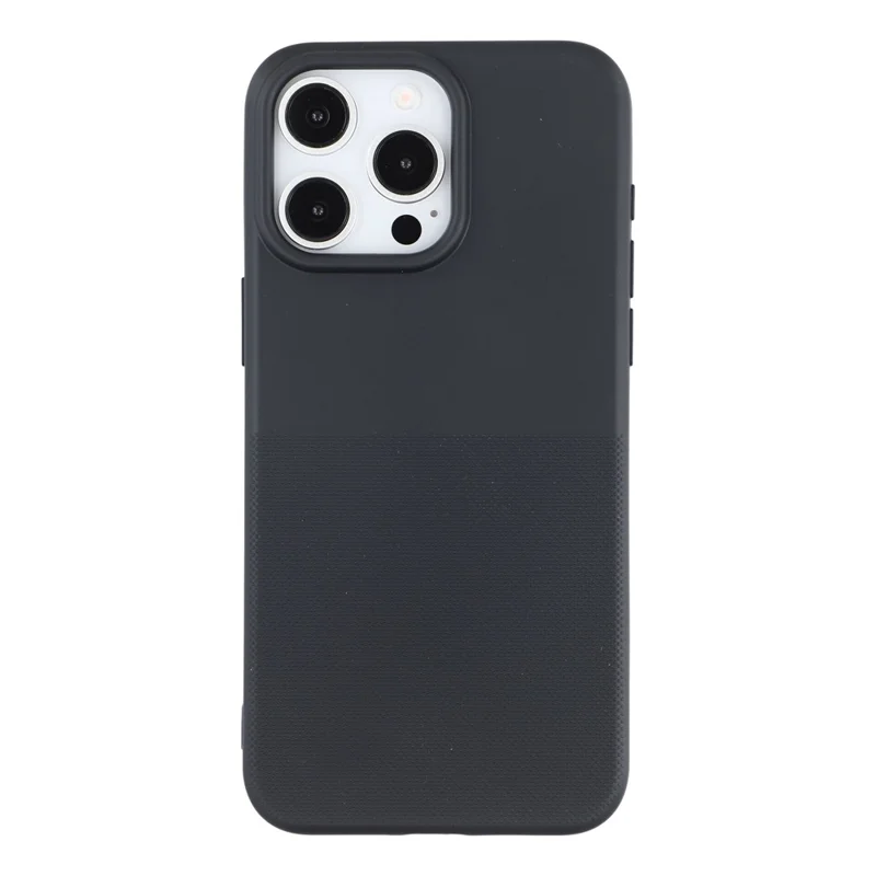For iPhone 15 Pro Phone Case Dotted Texture Fiber Lining TPU Shockproof Cover  (Big Lens Hole) - Black
