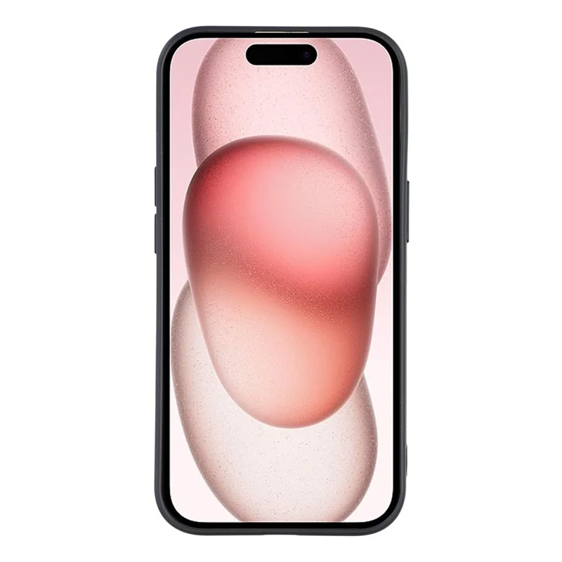 For iPhone 15 Phone Case Dotted Texture Fiber Lining TPU Shockproof Cover  (Big Lens Hole) - Black