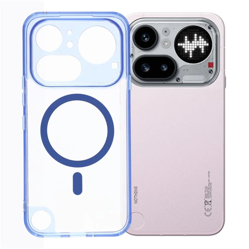 Funda magnética para Nothing Phone (4a) Pro Transparente PC + TPU Protector trasero resistente a golpes - Azul transparente