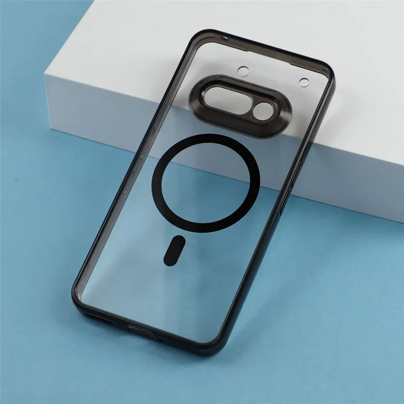For Nothing Phone (3a) Magnetic Case Clear PC + TPU Shockproof Phone Back Cover - Transparent Black