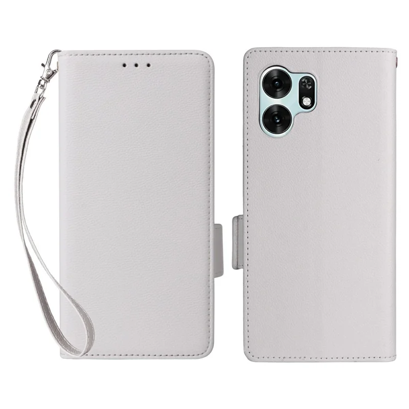 For Honor X6d 5G / Play 60A 5G Case Litchi Texture Wallet Leather Phone Cover with Wrist Strap - White