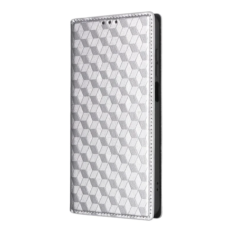 For Honor X6d 5G / Play 60A 5G Case Wallet Rhombus Imprinted PU Leather Phone Cover - Silver