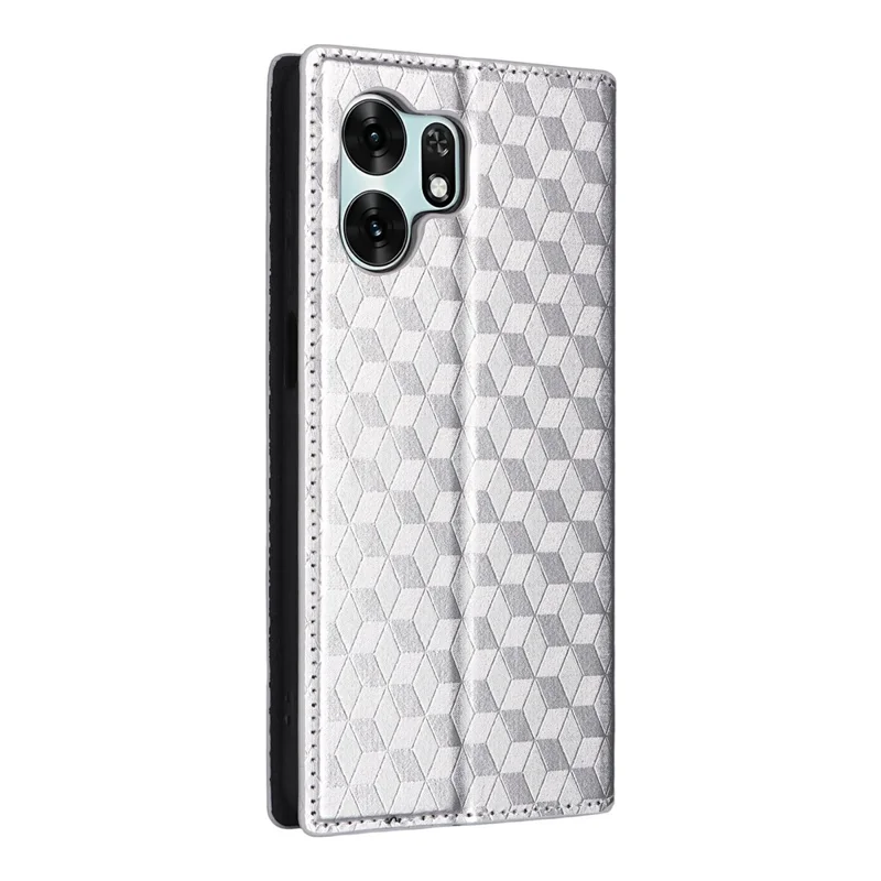 For Honor X6d 5G / Play 60A 5G Case Wallet Rhombus Imprinted PU Leather Phone Cover - Silver