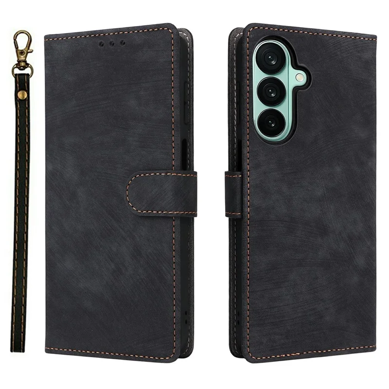 Capa Carteira para Samsung Galaxy A27 com Bloqueio RFID, Capa de Couro PU, Suporte com Alça - Preto