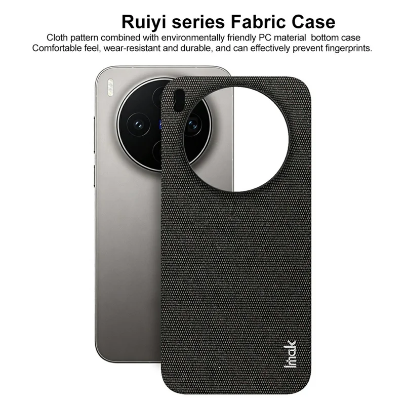 IMAK Ruiyi Series for vivo X300s 5G Case Fabric Texture Leather + PC Phone Back Cover - Black
